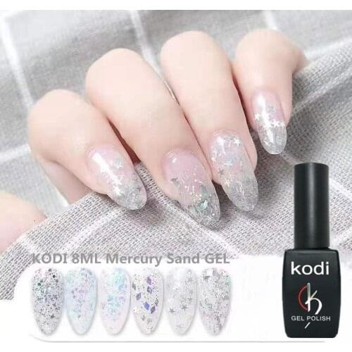 KODI 8ml Platinum Glitter Led Soak Off Nail Gel Lacquer Shiny Sequins Decorations UV Gel Varnish Painting Flowers