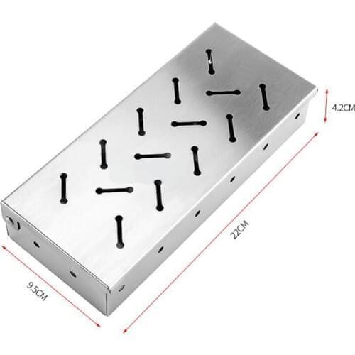Stainless Steel Smoker Box Charcoal Gas Grill for Meat Smoking Accessories