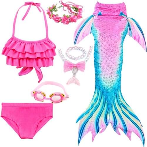 2-12Year Old Mermaid Bikini Suits For Kids Girls Costumes Swimming Mermaid Tail Swimwear Bikini Swimsuit Flipper