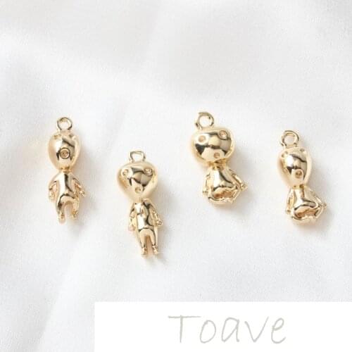 Copper accessories color-preserving hanging plating, fun, small and cute alien pendant diy earrings material accessories