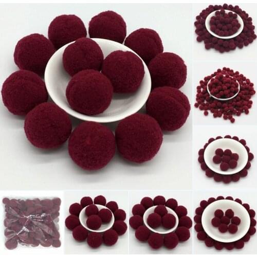 Wine red Pompoms 8/10/15/20/25/30mm Fur Plush Ball Craft DIY Soft Pompon Wedding Home Garment Sewing on Cloth Accessories 20g