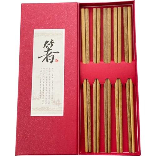 Dinnerware 5 Pairs Chinese Natural Wooden Bamboo Chopsticks No Lacquer No Wax Healthy Sushi Rice Chopsticks Hotel Tableware Set