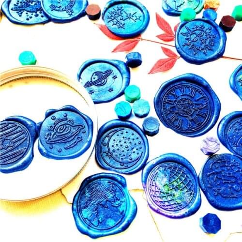 New Planet map Paper plane world map galaxy star moon sun Retro Wax Stamp head Decorative Greeting Invitation Sealing Stamps