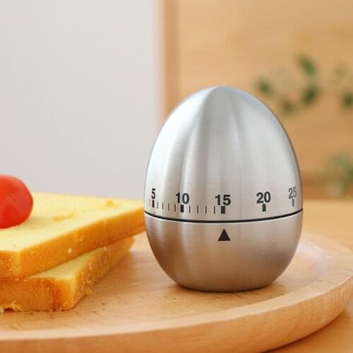 NEW Mechanical Egg Type Kitchen Timer Funny Egg Stainless Steel Rustproof Clear Scale Anti-slip Base Timer