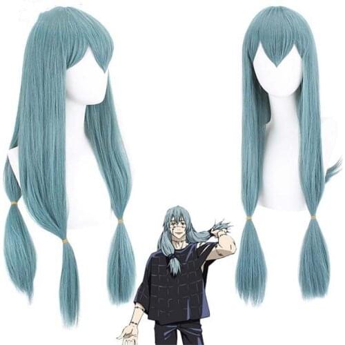 Anime Jujutsu Kaisen Cosplay Wig Fake Hair Real Person Special Curse Gray-blue Modeling Ponytail Made Of High-temperature Silk