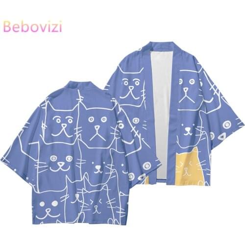 Plus Size 3XL 4XL 5XL 6XL Japanese Style Cat Kimono Streetwear Men Women Cardigan Japan Harajuku Anime Robe Clothes 2021 Summer