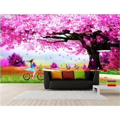 Romantic Marriage room Nonwoven Wallpaper Beautiful cherry tree Photo Wallpaper 3D Mural Background Wall
