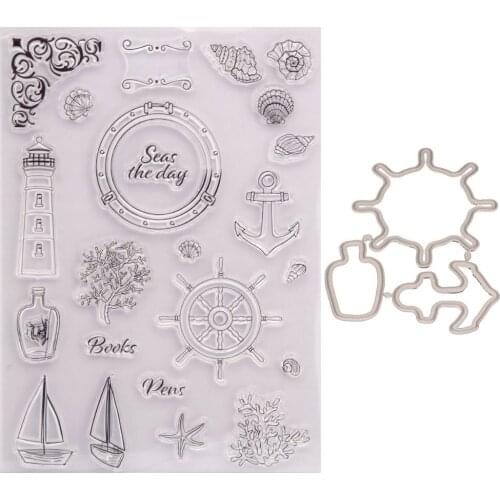 Navigation Boat Stamp and Metal Cutting Dies DIY Scrapbooking for Photo Album Decorative Silicone Clear Stamps 2021 New