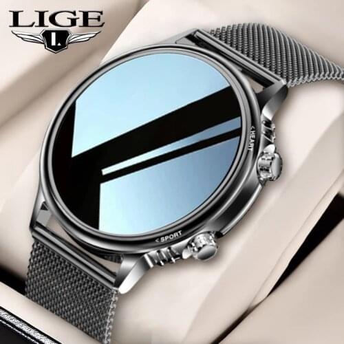 LIGE New Smart Watch Men Custom Dial Full Touch Screen Waterproof Smartwatch For Android IOS Sports Smart watch Fitness Tracker