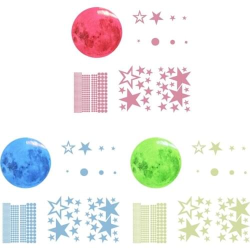 435 Pcs Luminous Moon Stars Wall Stickers Glow in Dark Wall Decal Glowing Decor