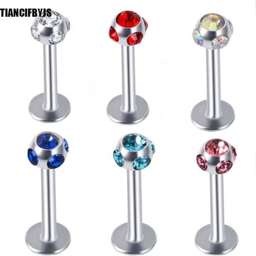 TIANCI FBYJS Piercing 100pcs 16g Stainless 3mm ball Labret Monroe Lip Stud Set Ring Tragus Helix Earring Body Jewelry for women