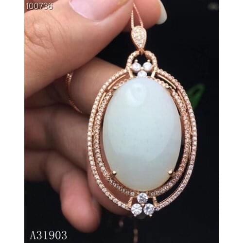 KJJEAXCMY boutique jewels 925 sterling silver inlaid natural Hetian jade jewelry female pendant necklace set support test