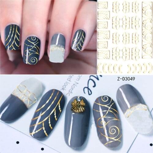 Gold Black Stripe Lines Nail Stickers Geometry Linear Slider for Nails Gold Striping Tape Design Manicure Art Decoration Decals