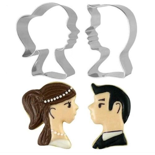 1pcs reposteria Wedding Brides Groom Mold Metal Fondant Cake Decor Tool Stainless Steel Cookie Cutter Biscuit Mould Pastry Shop