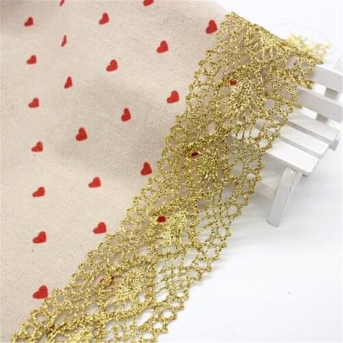 1 Yard Golden Lace Trim Embroidery Wedding Applique Dress Sewing Craft Decor