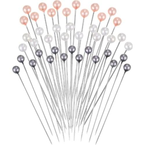 100pcs Colorful Round Pearl Head Dressmaking Pins for Wedding Birthday Party Decorations DIY Sewing Positioning Box Sewing Tools