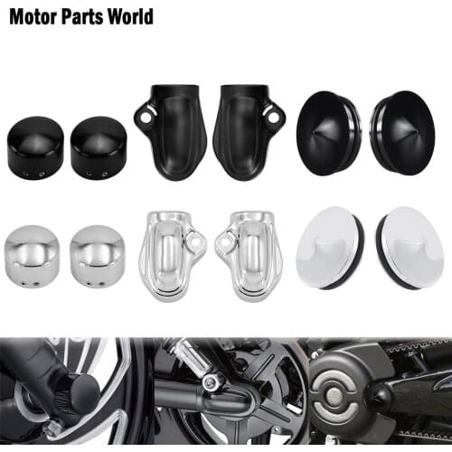 2xMotorcycle Swingarm Bolts Cover Axle Nut Cap Bolt Axle Cover Wheel Shaft Cap Side Protector Guard For Harley Night Street Rod