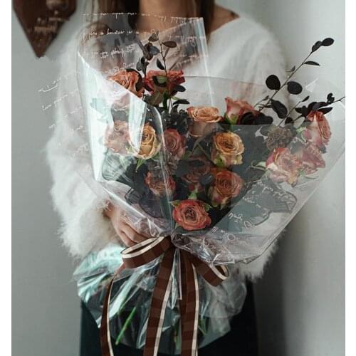 20pcs Transparent English Cellophane Waterproof Bouquet Packaging Materials Gift Flower Floral Wrapping