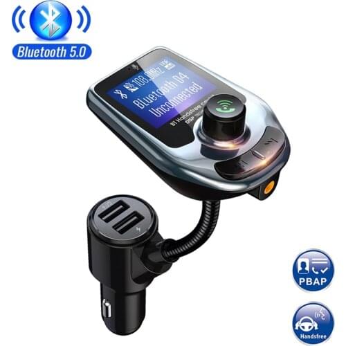 New Car Bluetooth 5.0 FM Transmitter Wireless Handsfree Audio Receiver Auto MP3 Player TF/AUX QC3.0/1A Dual USB Fast Charger
