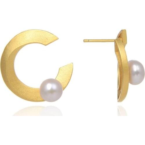 Beritafon 925 Sterling Silver Freshwater Pearl Stud Earring For Women or Girls