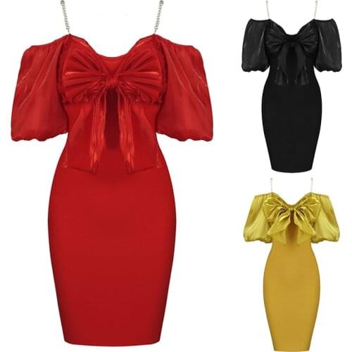 Free shipping high quality black red and ginger light V neck gauze short-sleeved beaded shoulder strap rayon bandage party dress