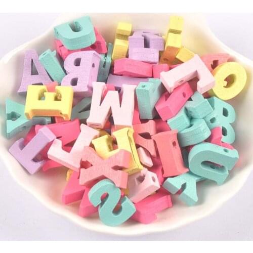 50Pcs Multicolor Letter/alphabet Wooden Spacer Beads For DIY Jewelry Making Necklace Handmade Bracelet Charms Home Accessories