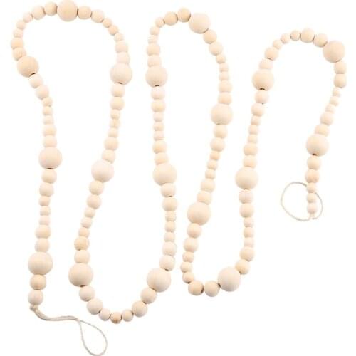7Ft Wooden Beaded Garland Farmhouse Home Decor Rustic Country Natural Holiday Christmas Tree Garland Boho Decorations