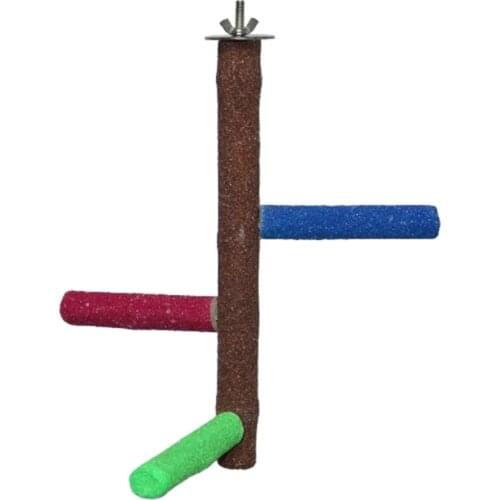 Parrot Perch Rough-surfaced Sand Perches Wood Stand Bird Beaks Claws Trimmed Y5GB