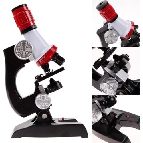 Kids Educational Microscope Kit Science Lab LED 100-1200X Toy Home School