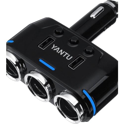 Dual USB Port 3 Way Auto Car Cigarette Lighter Socket Splitter Adapter Car Charger