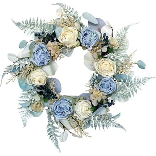 Artificial Rose Flower Wreath For Front Door Wall Window Wedding Party Office Garden Farmhouse Home Decoration