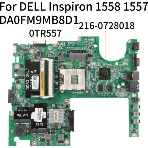 KoCoQin Laptop motherboard For DELL Inspiron 1558 1557 HD4570 Mainboard CN-0TR557 0TR557 DA0FM9MB8D1 HM57 216-0728018