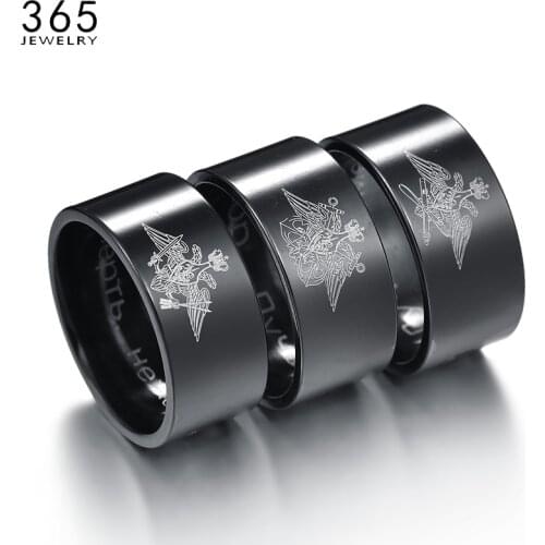 Fashion 10mm Stainless Steel Navy Army Air Force Finger Ring For Men Russian Black Signet Rings Male Jewelry