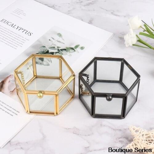 Geometric Glass Bead Box Ring Box Clear Glass Jewellery Box Ring Box Necklace Bracelet Storage Accessories Jewellery Box