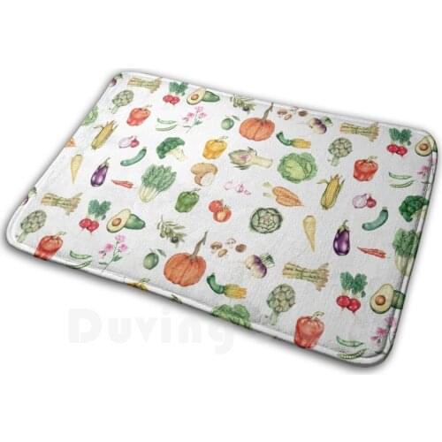 Veggie Patch Mat Rug Carpet Anti-Slip Floor Mats Bedroom Veggies Vegetables Garden Gardening Pumpkin Avocado Carrot Tomato Corn