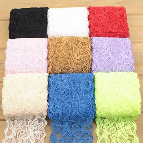 Lace Trim Ribbon 5 Meters/lot 80mm Apparel Sewing Lace Fabric DIY Embroidered Net Fabric Cord Elastic Lace Handmade Accessories