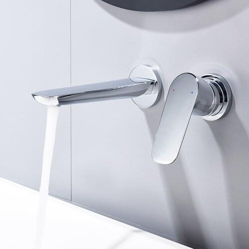 Brass Bathroom Sink Faucet Water Taps Wall Mounted Single Handle Cold And Hot Water Mixer Sink Tap Bath Modern Faucet