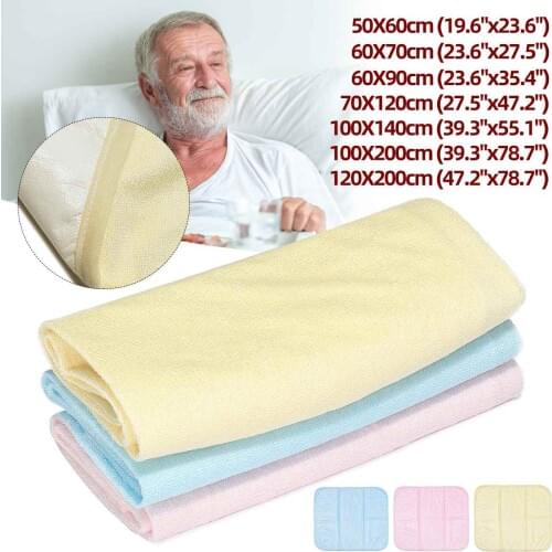 7 Sizes Washable Reusable Bed Pad Incontinence Bed Wetting Mattress Protector Blue Yellow Pink