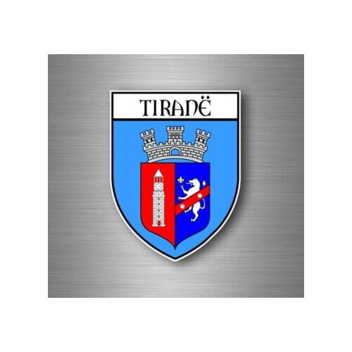 Sticker Decal Souvenir Car Coat of Arms Shield City Flag Tirana Albania Stickers for Laptops, Office Supplies, Motorcycles, Cars