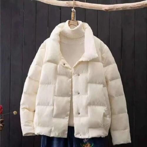 2021 New Winter Cotton Padded Jacket Casual Women Parkas Version Long Solid Loose Sleeve Short Parka Bread Jacket Trend Female