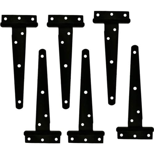 Hot YO-6PCs T Strap Door Hinges Gate Hinges, Black Barn Door Gates Tee Hinge Wrought Hardware(6 Inch)