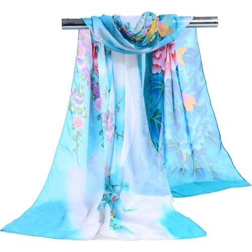 Beach Birds Chiffon Scarf Women Printing Fashion Flowers Thin Flower Scarves Shawl Cape Ladies Female Plant Scarfs Shawl Wraps