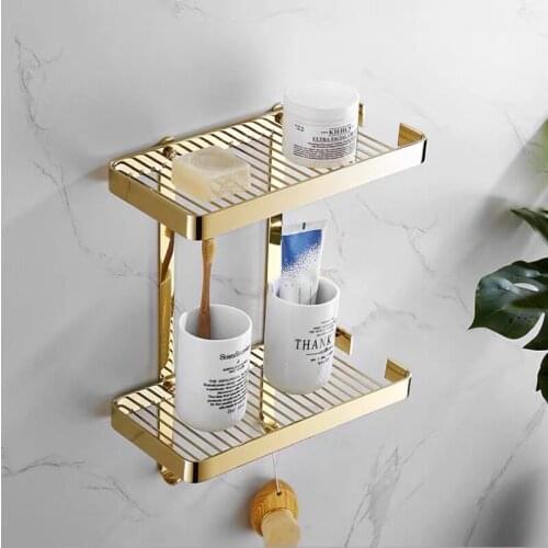 Bathroom Shelf 2/3 Layer Aluminum Bath Rack Bathroom Accessories Storage Organizer For Shampoo Soap Cosmetic Basket Holder