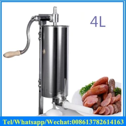 4L Stainless steel Manual Sausage Maker household Vertical Sausage Stuffer Filler