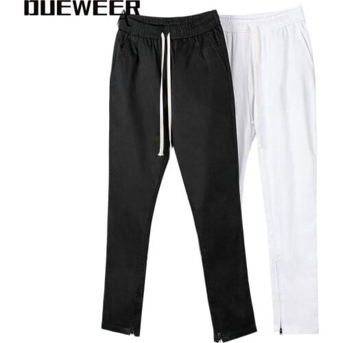 Dueweer Black White Joggers Pants High Street Sweatpants Men Fashion Ankle Zipper Slim Fit Joggers Drawstring Elastic Trousers