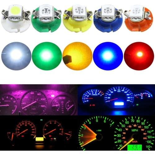 10x Auto 12V B8.4 LED Car T5 B8.4d LED 5050 Gauge Speedo Bulb Dashboard Instrument Dash Side Light Source Interior Lighting