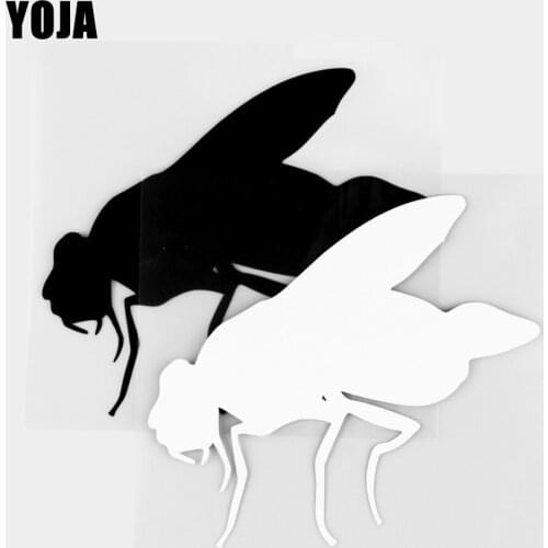 YOJA 13.4×12.2CM Resting Flies Vinyl Decal Pattern Cartoon Animals Car Stickers Black/Silver 19C-0448