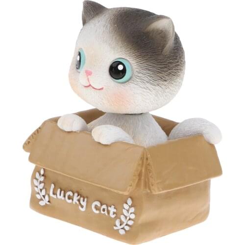 Adorable Cat in A Box Bobblehead Animal Doll Car Dashboard Home Decoration