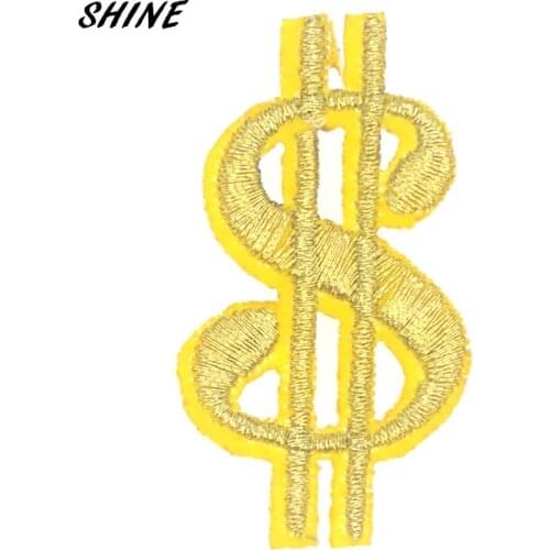 6pcs/lot Dollar Embroidered Badges Iron On Patches For Clothing Motif Sticker DIY Craft Sewing Accessories 4.9x2.7cm