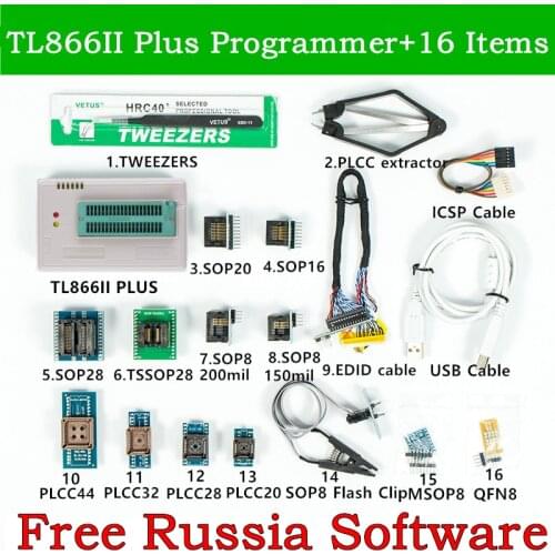 XGecu Original V10.22 TL866II Plus Universal USB Programmer +16 Adapter+EDID Cable+SOP8 IC Clip TL866 Flash EPROM Programmer